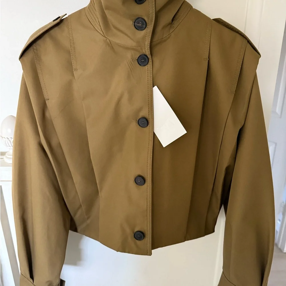 Zara Women's cotton oversized short trench in Tan SZ M( 46”B) NWT - Picture 2 of 11